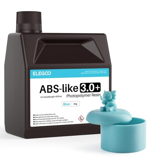 Image of ELEGOO ABS-Like Resin 3.0+, Upgraded 3D Printer Photopolymer Resin, Higher Heat-Resistance Fast Curing High Precision Non-Brittle, Blue 2000g