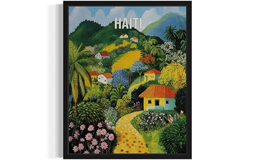 Poster campagne Haïti A3 cadre noir pour mur vide salon