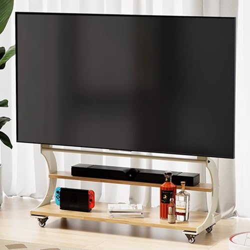 Soporte móvil para TV ajustable en altura blanco miniatura 1