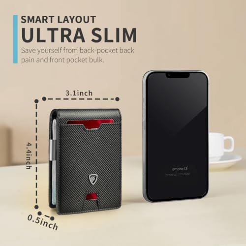 Image of RUNBOX Mens Slim Wallet with Money Clip RFID Blocking Bifold Credit Card Holder for Men with Gift Box