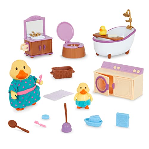 Lil Woodzeez Bathroom & Laundry Playset 18-Piece Duck Figures Playsets