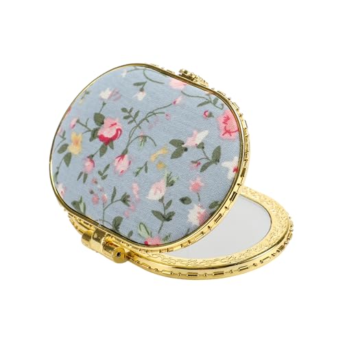 VOCOSTE Compact Flower Pocket Mirror - Oval Mini, Vintage...