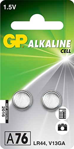 GP - Pack de 2 Pilas LR44 alcalinas de botón LR44 / A76 / AG13 / 357 / GP76A / SR44W 1,5V | Ideales para Relojes, calculadoras, Juguetes, linternas, Luces nocturnas, etc