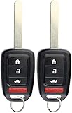 KeylessOption Keyless Entry Remote Fob Uncut Ignition Car Key for 2014-2015 Honda Civic, CR-V 2013-2016 Honda Accord MLBHLIK6-1T (Pack of 2)