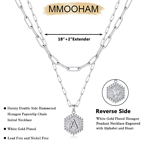 image for M MOOHAM Dainty Silver Necklaces for Women - Letter Initial A Necklace