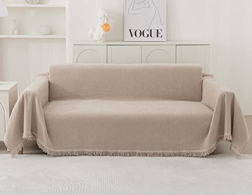 HomeFirst 北欧風 マルチカバー 長方形 大判 マルチカバーソファー 180*300cm ソファーカバー 2 3 人掛け シェニール おしゃれ ブランケットフリンジ付き ベッドカバー カウチ ベッドカバー 毛布 無地 テーブルクロス 柔らかく軽く 吸湿 通気 速乾 洗える 四季通用