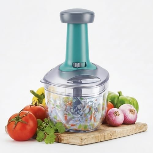 Image of BALTRA Push Chopper 750ml, Manual Hand Press Push Chopper with 3 Blades for Kitchen Effortless Chopping Vegetables & Fruits (1 Years Warranty)