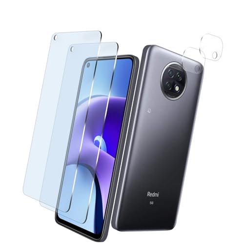 FOR Xiaomi Redmi Note 9T 5G �K���X�t�B���� + FOR Xiaomi Redmi Note 9T 5G�J�����t�B���� �p�̕ی�t�B���� ���͂�ی� �ڂ̔��y�� �\��t���ȒP �����z�� �C�A �h�~ FOR 9T�p�̉t���� �� �V