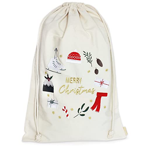 Papierdrachen Geschenkverpackung Weihnachten 2025 - Stoffbeutel beige...