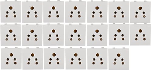 Image of Modular 5 Pin Universal Socket | 6A | White | Compatible with Multi-Plug Connections | Electrical Switchboard Socket for Home, Office & Commercial Use (Pack of 20 Switch)