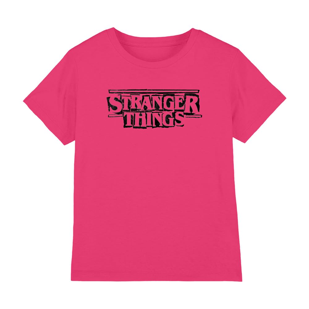 Stranger Things Punk Logo Black Kids T Shirt, Hot Pink, 12-13
