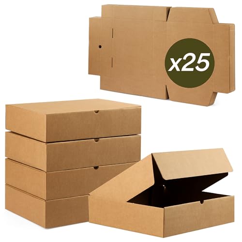 Pack Cajas Carton Envios Automontables, Paquetes Regalo, Kraft, Packaging de 35x26x8cm (Pack 25 cajas)