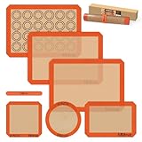 MMmat Silicone Baking Mats - Best German Silicone, Non Slip Baking Sheet, Non Stick Reusable Silicone Mats For Baking, Food Grade Oven Liner, Counter Mat, Set of 6