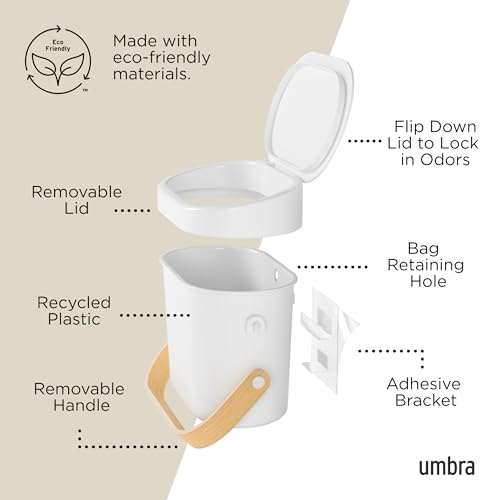 Umbra Bellwood Kitchen Compost Bin – White/Natural, Countertop or Cabinet Mounted, 6L Compost Container with Hidden Bag Retainer, BPA-Free & Dishwasher Safe| Bellwood Collection by Umbra - Image 6