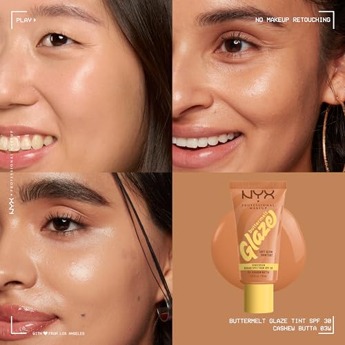 NYX PROFESSIONAL MAKEUP Buttermelt Glaze Soft Glow Skin Tint + SPF 30, Up To 12HR Wear, 03 Cashew Butta - Image 5