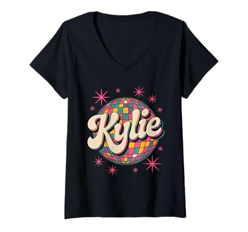 Womens Funny Personalized Name Kylie Vintage Kylie Retro Meme V-Neck T-Shirt
