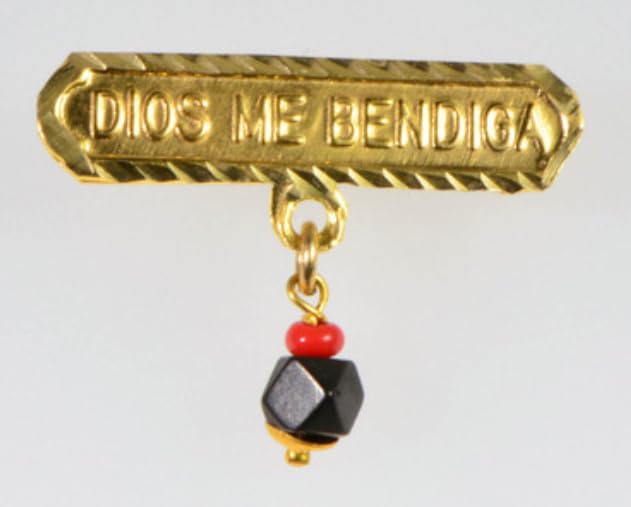 14KT GP BABY "GOD BLESS ME" "DIOS ME BENDIGA" AZABACHE LUCKY CHARM EVIL EYE PIN4