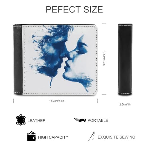 Woman And Man Kissing Soft PU Leather Bifold Wallet, Coin Purse Credit Pass Case, Durable Card-Holder Slim Billfold for Men Woman Money Storage2