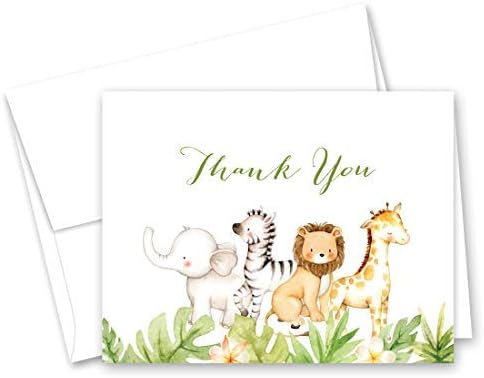 InvitationHouse Zoo Animals Baby Shower Thank You Cards - Set of 50