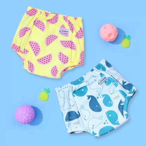 Image of SNUGKINS Padded Underwear for Big Kids | 3 Layer Leak-Proof Cotton Potty Training Pants | Reusable, Washable & Absorbent Training Underwear | Ages 5-6 Years (Pack-2)