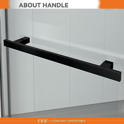 CKB 38 in. D x 38 in. W x 72 in. H Neo-Angle Shower Doors, 1/4\" (6mm) Tempered Glass Frameless Pivot Shower Enclosure with Towel bar. Reversible for Left or Right, Matte Black - Thumbnail 5