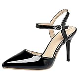  COOLCEPT Damen Mode Knochelriemchen Sandalen Stiletto Geschlossene Slingback Schuhe Gr (33 EU,Black)