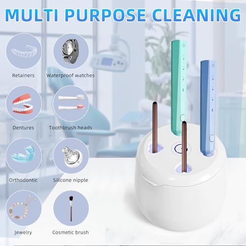 Image of Ultrasonic Retainer Cleaner, 42kHz Dental Cleaning Pod for Dentures, Braces, Mouth Guards, Night Guard, Toothbrush Heads, Jewelry