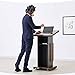Npeeson Portable Wooden Podium Stand with Locking Wheels and Adjustable Microphone Stand, Office Conference Room Host Mobile Podium Table, Podium Desk for Teacher Auditorium Classroom