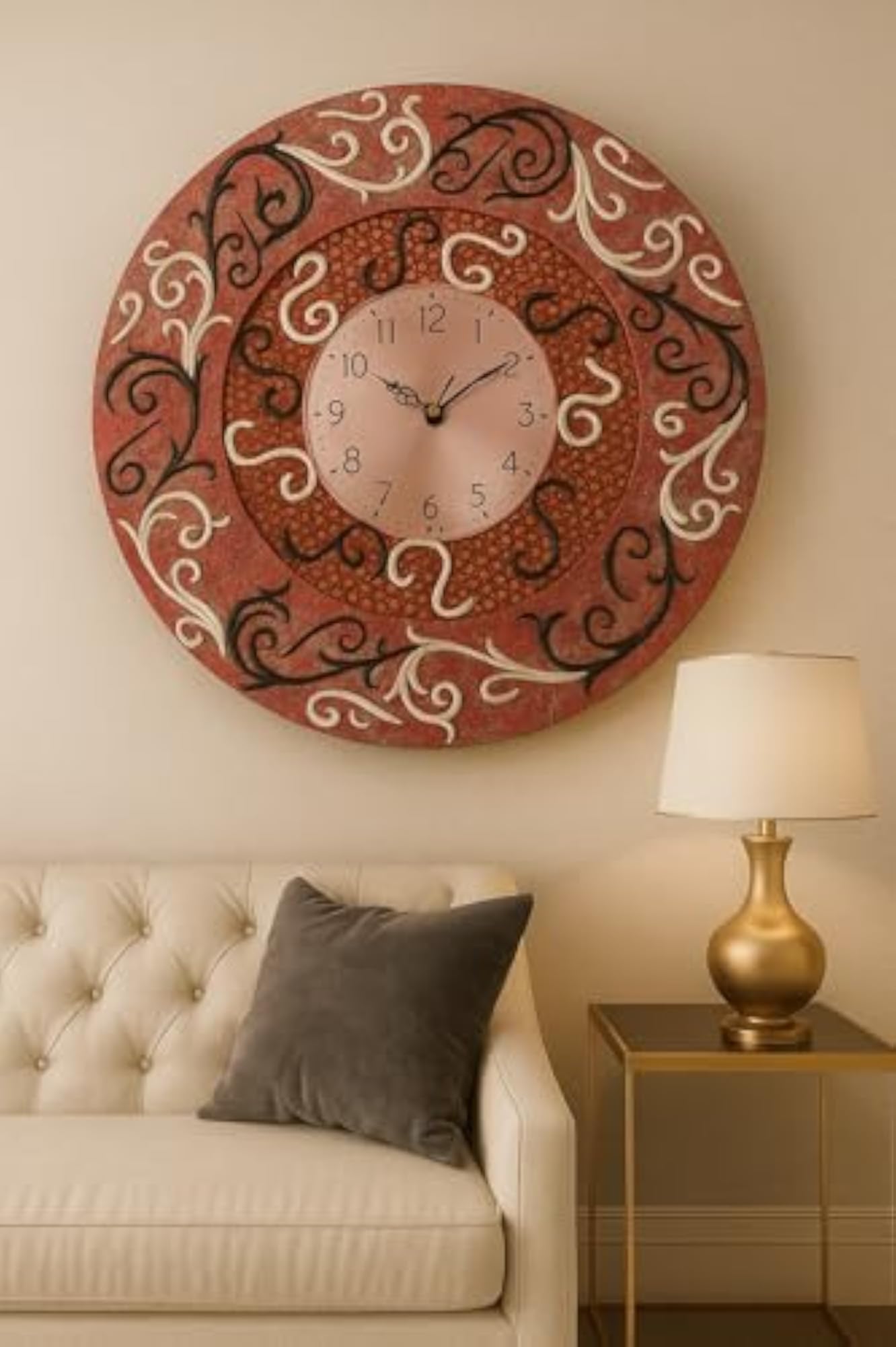 Handcrafted Copper-Orange Decorative Wall Clock