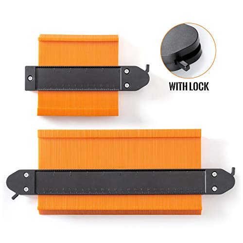 Jauge De Contour, HQQNUO 12.7cm et 25.4cm Elargir les Duplications de Relief Instant Copieur De Contour pour Coins, gabarits de menuiserie, carreaux et stratifié (Orange)