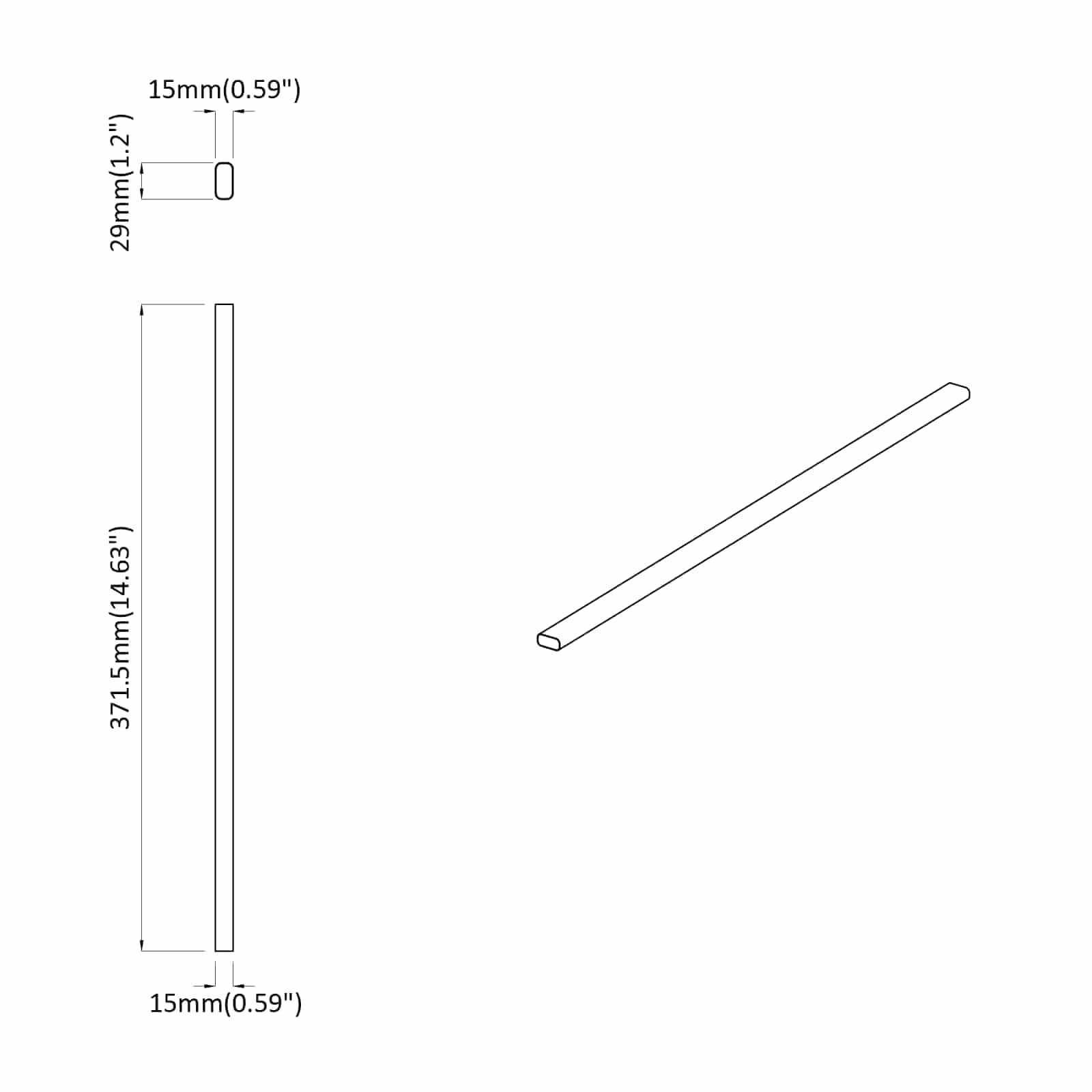 Drążek na ubrania, 2 sztuki, srebrny, stop aluminium, 372 x 15 x 29 mm, trwały, lekki, odporny na korozję, do szafy, garderoby, korytarza, sypialni, porządku i ubrań