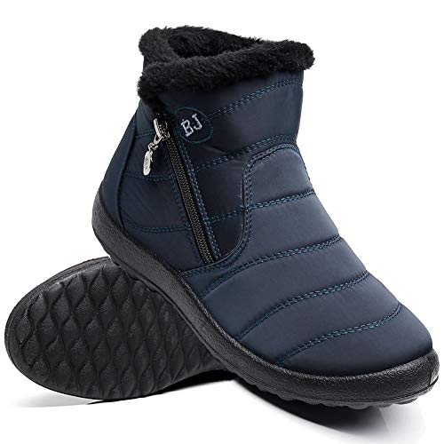 Image of Winter Snow Boots for Women Men, Lightweight Water-Resistant Boots | faux fur lining, rubber sole, warm winter wear, dog walking, errands, light snow, indoor outdoor