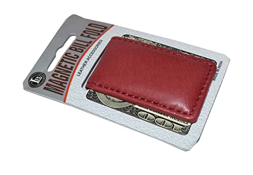 Image of LB LEATHERBOSS Men's New Leather Strong Magnetic Money Clip (Wine)