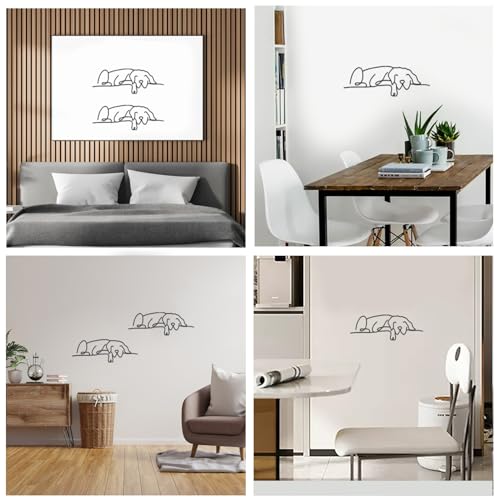 duozoanz Wanddeko Metall Schwarz Hund, Metallbilder Wanddeko Modern, Metalldeko Wand Minimalistisch, Deko Küche Wand Flur Wohnzimmer Schlafzimmer 30x11cm