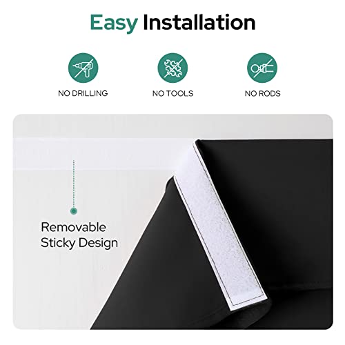 HOMEIDEAS Blackout French Privacy Door Curtains for Door Window,Curtains for Glass, Thermal Insulated Tie Up Shade Window Covering for Bedroom, Black, W26 X L40 Inch, 1 Panel