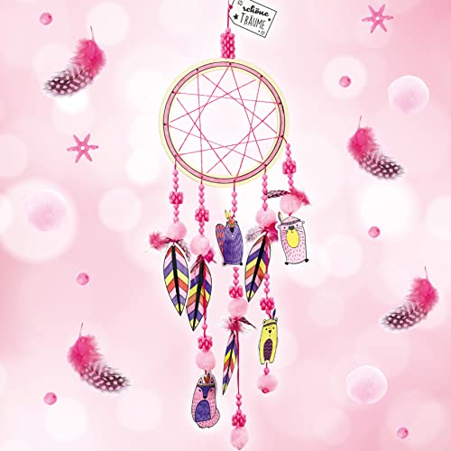 Creanino Traumfänger Bastelset für Kinder | Dream Catcher Kit | Mädchen Bastelset (Pink)
