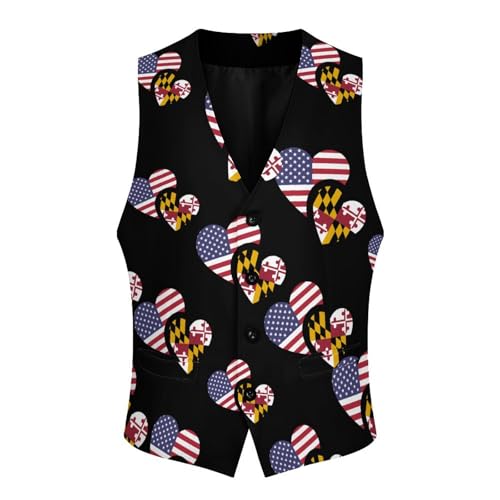 U.S. Maryland Flag Formal Suit Vest for Men Waistcoat Printing Business Casual Dress for Tuxedo3