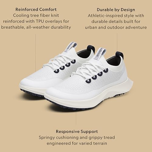 Allbirds Men’s Tree Dasher 2 Utility, Trail-Ready Active Sneaker - Blizzard, Deep Navy (Natural White Sole) - 12 Medium