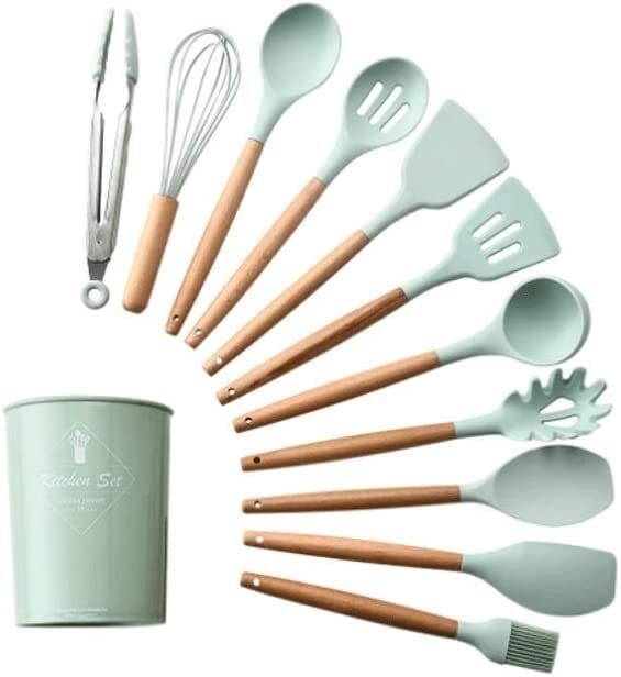 Küchenutensilien Set, Küchenhelfer Set, Küchenutensilien-Set Aufbewahrungsbox Werkzeuge Schaber Küchenutensilien Silikon-Küchenutensilien Siebenfarbiges Silikon-Küchenutensilien-Set