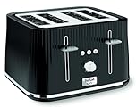 Tefal Loft 4-Slot Toaster, 7 Browning Levels, Defrost, Stop + Reheat Functions, Removable Crumb Tray, High-lift + Self-Centring Racks, 1700W, TT760840, Classic Design in Black