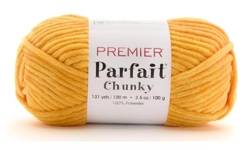 Image of Premier Yarns Parfait Chunky Chenille Yarn 3.5 Oz 6 Super Bulky Weight 3 Pack Bundle with Bella's Stitch Place Holders (Maize)