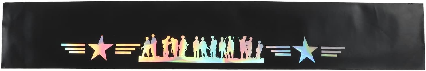 Keenso Front Decal Sticker, Colorful Reflective Universal Front Decal Sticker for Most Vehicles 130x21cm 51.2 X 8.3in(Five Stars) Lamination Lamination