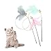XGzhsa Palo de Gato Divertido, Juguetes de Plumas de Gato, 3 Piezas Divertidas varitas de Juguete para Gatos, Juguetes de Plumas para Ejercicios de Gatitos o Gatos (Gris, Rosa, Azul)