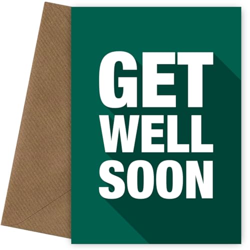 Get Well Soon Cards for Men and Women - Green Shadow Speedy Recovery Card - Uplifting Card for Post-Surgery, Knee, Hip Replacement Op