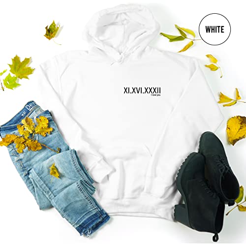 Custom Roman Numeral Hoodie, Anniversary Date Hoodie, Couple Engagement Wedding Hoodie, Est Year Personalized Hoodie, Birthday Date Gift, Valentines Gift Hoodie, Gift Hoodie4