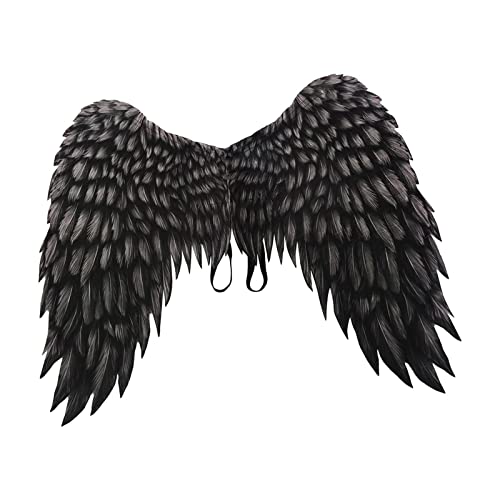 Harilla Große Engelsflügel für Erwachsene Engelskostüm dekorative Flügel Kostüm aus Vliesstoff Bedruckt für Halloween Karneval Cosplay Party Fasching Kostümparty Verkleidung(Schwarz 97 x 75 cm)