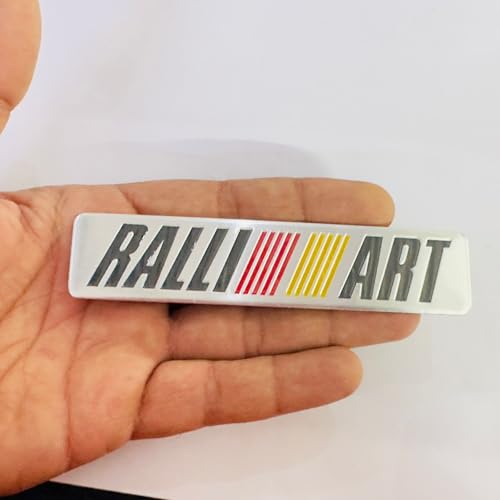 Image of Emblems for Car & Bike Metal Lo.go and Grill Me.tal Lo.go, Auto Accessories for Car Emblem 3D Badge Auto Racing Sport Sticker Grand Tourer Decal. (Silver PE Black RALLIART Sticker)