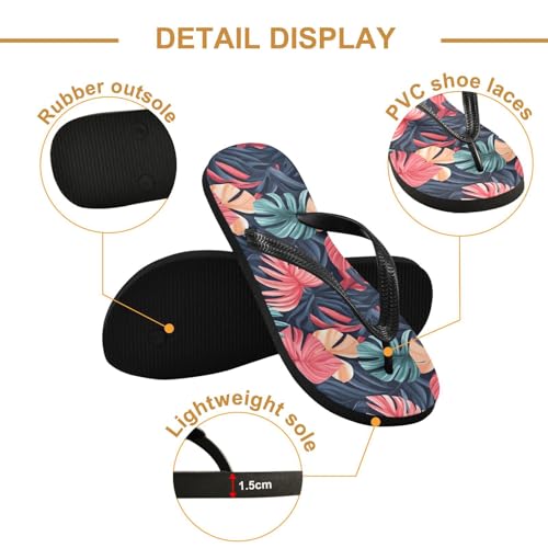 Tropical Leaf Flip Flop Sandal for Women Men, Casual Beach Slippers Indoor Outdoor XS3