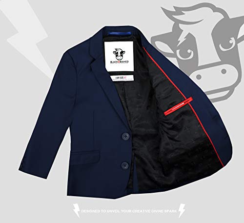 Black n Bianco Boys' First Class Slim Fit Suits Lightweight Style. Presented by Baby Muffin (14, Navy)