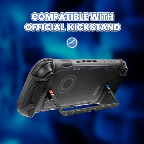 PlayVital Protective Case for Nintendo Switch 2, Stellar Mecha Ergonomic Anti-Slip Silicone Grip Cover, Dockable Hard Case Shell for Switch 2 with Joystick Cap & Sticker - Black - 2